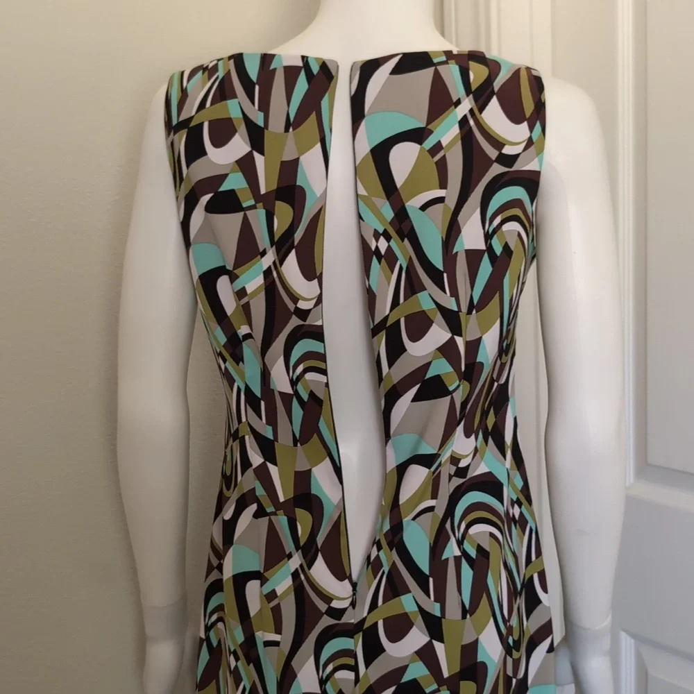Connected Petite Sheath Dress Sz6P Geometric Sleeveless Zip-up EUC Poly/Spandex - Picture 6 of 12